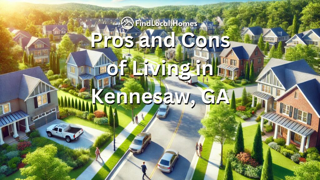A vibrant suburban street in Kennesaw, GA, featuring a mix of modern and traditional homes with people walking and jogging.